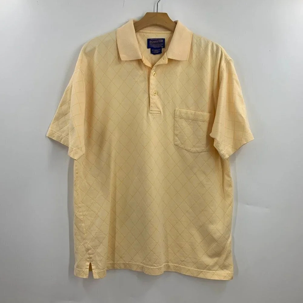 Pendleton Men's Cotton Classic Diamond Print Short Sleeve‎ Polo Shirt Size M